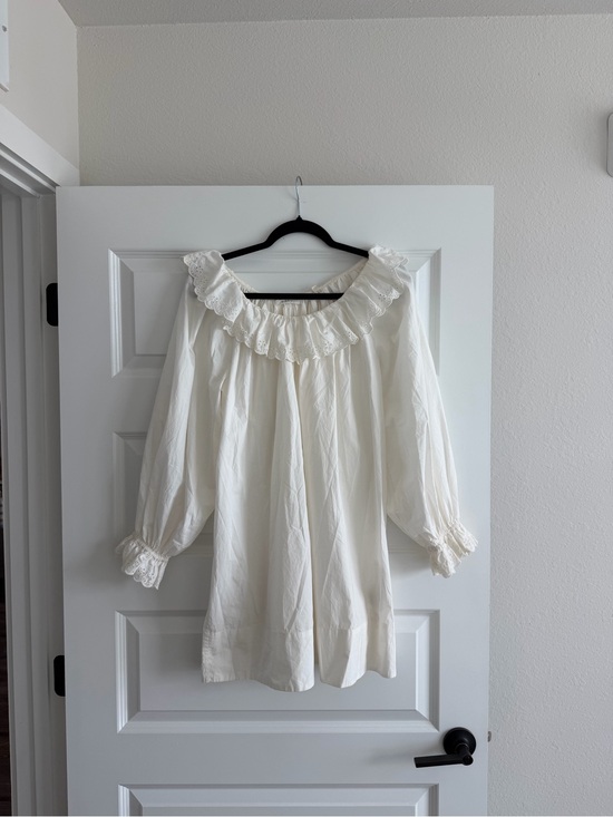 Doen Dresses & Skirts - Doen Cream Ruffle-Neck mini dress